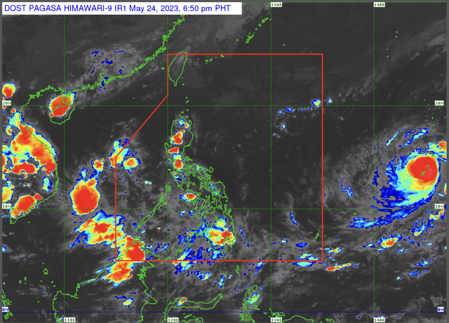 Satellite image of the location of typhoon Mawar.