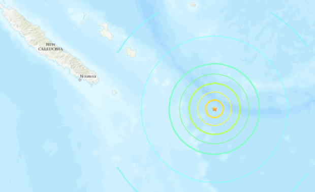 A 7.1-magnitude earthquake hits the Pacific Ocean to the east of New Caledonia