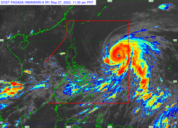 Satellite image of the location of Super Typhoon Betty after it entered the Philippine Area of Responsibility early on Saturday morning.