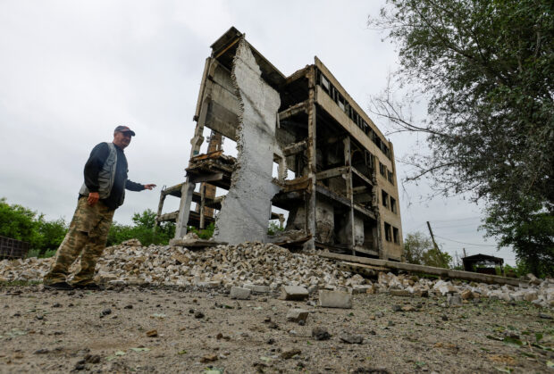 A view shows a destroyed facility located on the premises of a poultry farm following recent shelling in the course of Russia-Ukraine conflict in the village of Karpaty in the Luhansk region, Russian-controlled Ukraine, May 31, 2023. REUTERS/Alexander Ermochenko