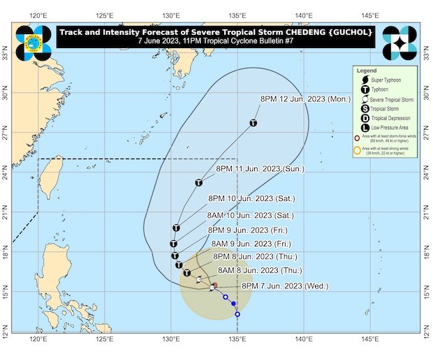 Chedeng track on PAGASA map