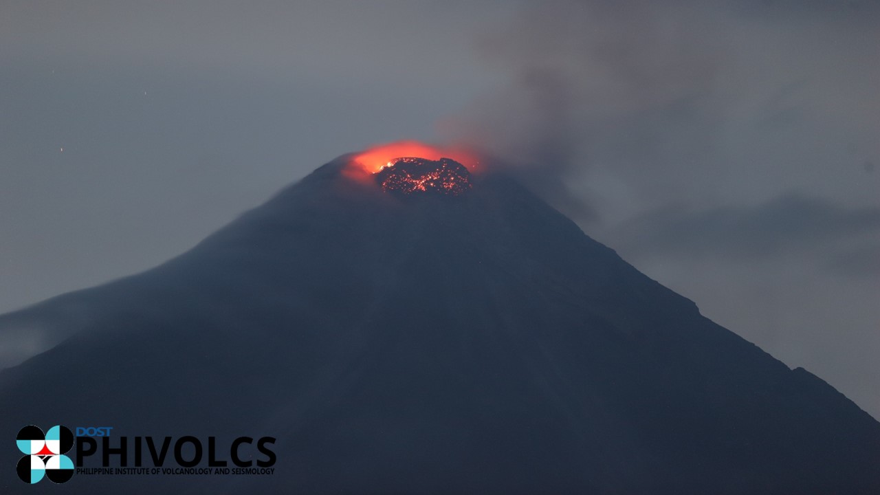 Mayon Volcano detects a crater glow on Friday, June 9, 2023. Photo from Phivolcs.