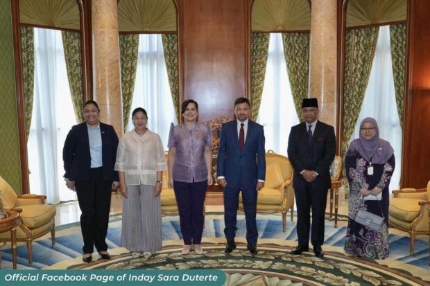 Vice President Sara Duterte met with the crown prince, the education minister, and some overseas Filipino workers (OFWs) during her visit to Brunei.