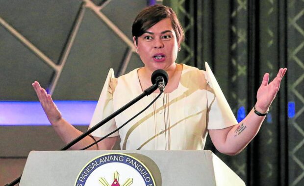 ‘VEHEMENT OBJECTION’ Vice President Sara Duterte, shown here at a Quezon City event on Friday, has made her position known about the plan to make the Philippines a halfway house for Afghan refugees who are fleeing the Taliban regime. —LYN RILLON