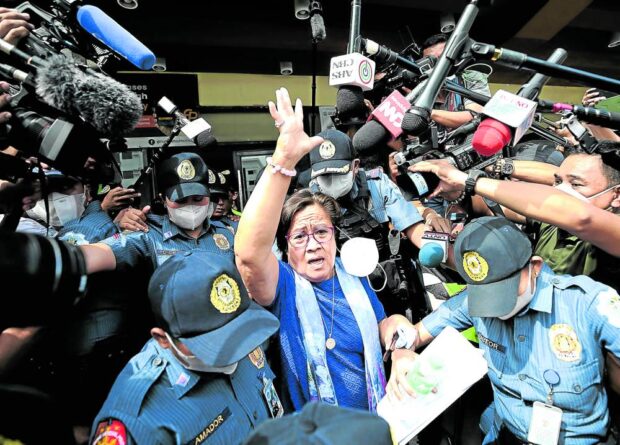 NEW DELAY While the assignmentof a new judge may prolong her trial yet again, former Sen. Leila de Lima, seen in this May 12 photo, is “steadfast in her resolve that her vindication is near,” according to her lawyer Filibon Tacardon. —RICHARD A. REYES