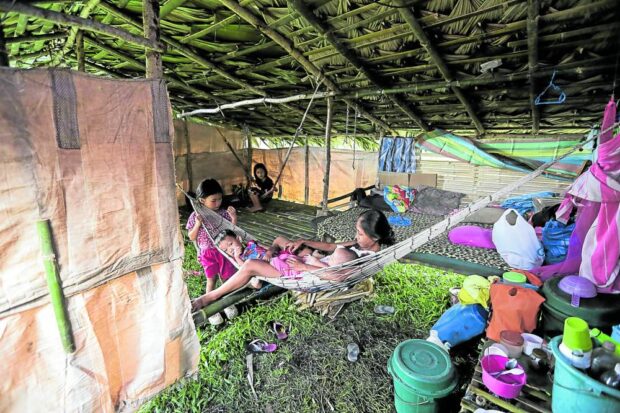 vacuees from Barangay Lidong in Sto. Domingo, Albay seek shelter in Sitio Bical, Barangay Salvacion, also in Sto.Domingo, in this photo taken on June 17, 2023. STORY: Albay evacuees outside of Mayon’s danger zone refuse to leave shelters