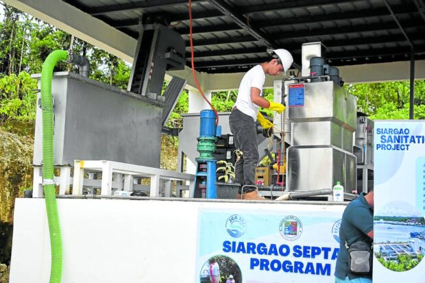 NEW PLANT IN SIARGAO The first sewage treatment technology on the island can recycle wastewater for nonpotable uses like washing dishes, flushing toilets and watering plants.—JANE BAUTISTA