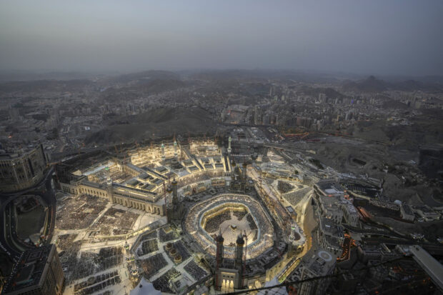 A general view of the Grand Mosque is seen from the Clock Tower during the Hajj pilgrimage in the Muslim holy city of Mecca, Saudi Arabia, Thursday, June 22, 2023. Mecca is Islam's holiest city and a focal point for the faith's followers.