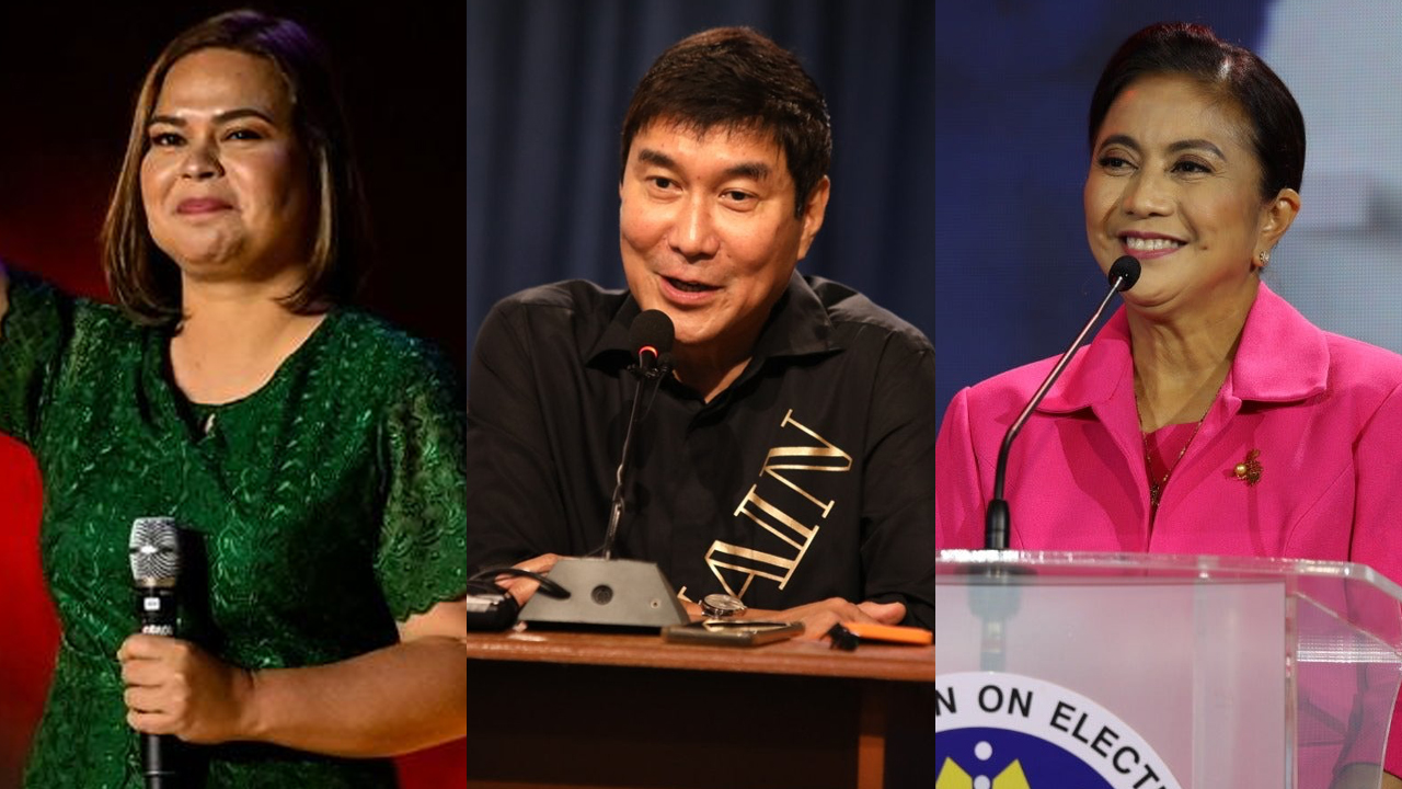 Separate file photos of Vice President Sara Duterte, Senator Raffy Tulfo, and former Vice President Leni Robredo.