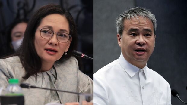 Risa Hontiveros and Joel Villanueva STORY: Senators warn Palace vs changing law on Maharlika Investment Fund.