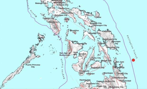 A magnitude 5.1 earthquake jolted the waters off a town in Surigao del Norte on Thursday night, said the Philippine Institute of Volcanology and Seismology (Phivolcs).
