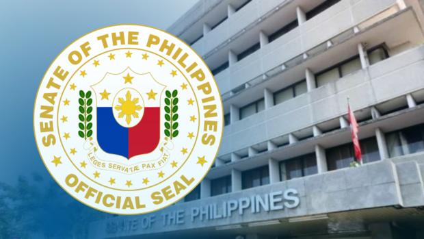 PHOTO: Facade of the Senate building with its seal superimposed STORY: Some senators worry about opening public utilities to foreigners