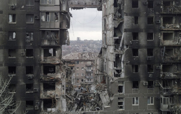 FILE PHOTO: A view shows a destroyed building in Mariupol