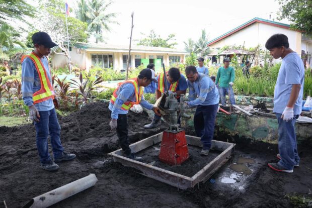 The Level 1 water supply system that is nearing completion in San Andres Elementary School, which presently serves as an evacuation site for residents from Brgy. San Fernando and Brgy. Fidel Surtida, Municipality of Sto. Domingo, Albay. Photo from the Office of Ako Bicol Partylist Rep. Elizaldy Co