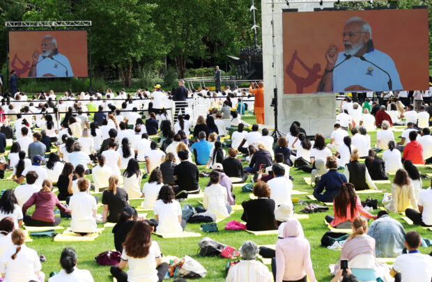 Indian Prime Minister Narendra Modi attends International Day of Yoga at United Nations in New York
