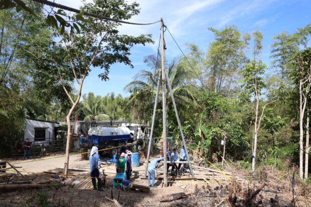 Workers have started constructing a solar-powered Level 2 water system in Barangay Bolo of Tiwi, Albay, in a bid to end their water scarcity woes. (Photo from Ako Bicol party-list)