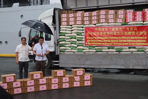 The Department of Social Welfare and Development (DSWD) received the first batch of rice and other food donations from the People’s Republic of China on Thursday at Pier 15, South Harbor, Manila.
