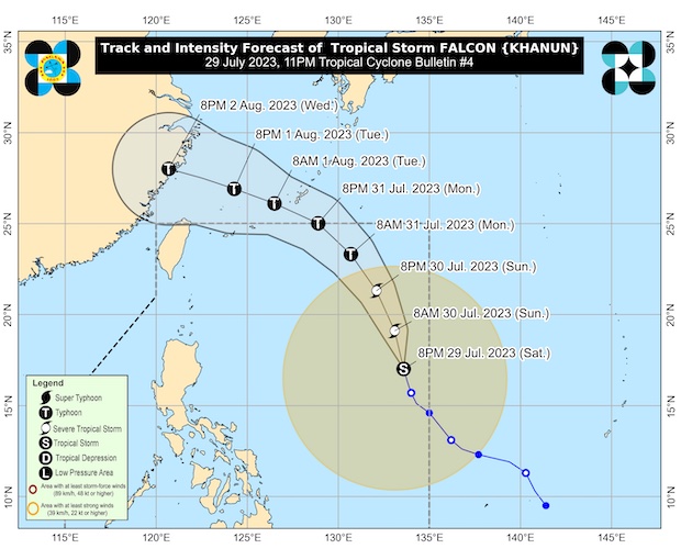 Falcon may become typhoon late Sunday, but landfall expected in China