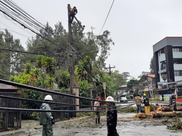 Power lines still down as Baguio reels from Egay's onslaught