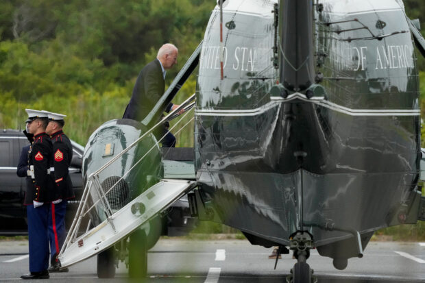 U.S. President Joe Biden departs from Gordons Pond in Rehoboth Beach