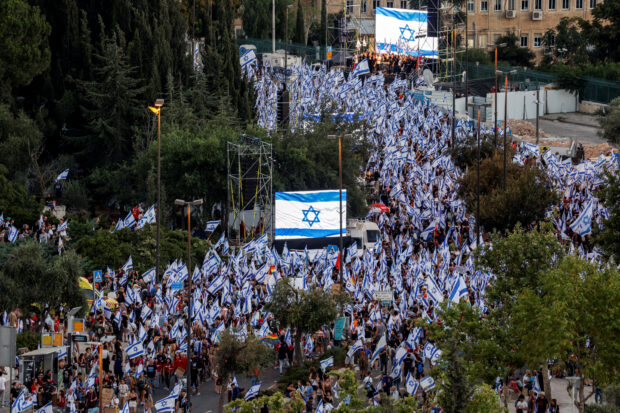 Demonstrations against Israeli Prime Minister Benjamin Netanyahu and his nationalist coalition government's judicial overhaul, in Jerusalem