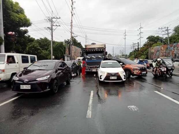 A wayward truck caused traffic after crashing into several vehicles on Mabini Bridge in Manila on Thursday morning.