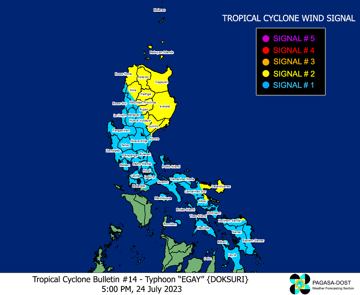 Signal No. 2 In 17 Areas As Typhoon Egay Intensifies -- Pagasa ...