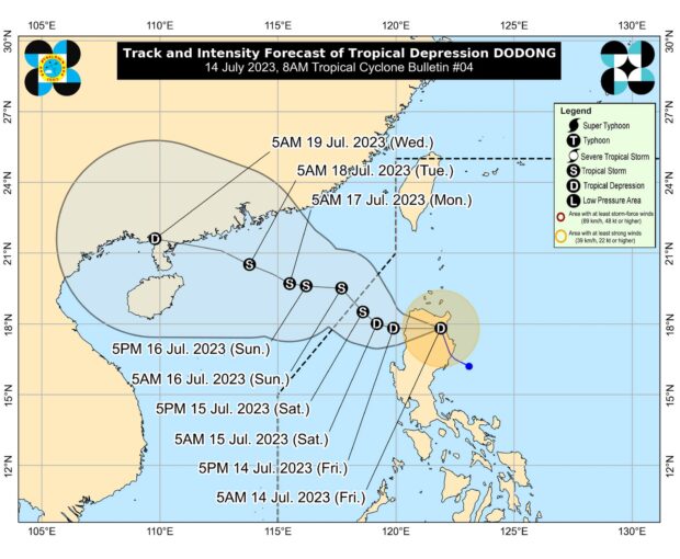 Pagasa says Tropical Depression Dodong will leave PAR this weekend