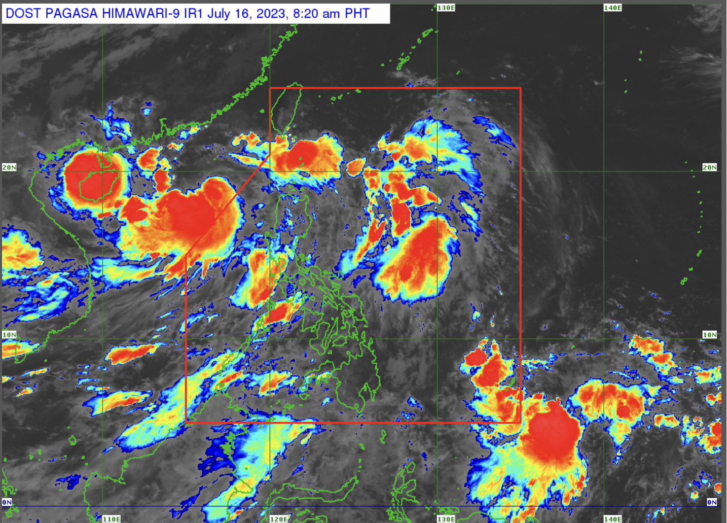 Tropical storm Dodong (now known as Talim) continues to move west-northwest away from the Philippine area of Responsibility, but its enhancement of southwest monsoon or will affect most parts of the country. (Photo courtesy of Pagasa)
