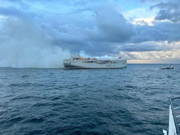Ship carrying nearly 3,000 cars ablaze off Dutch coast