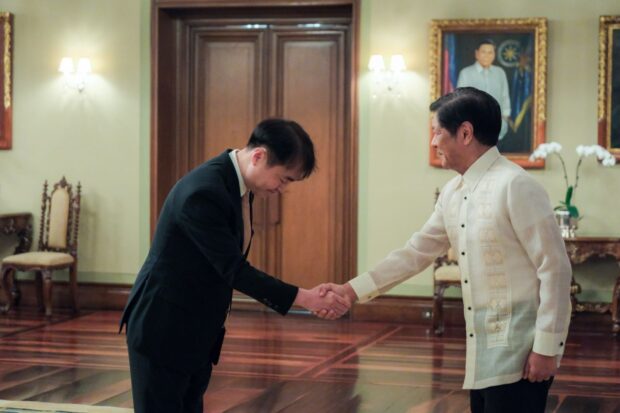 President Ferdinand R. Marcos Jr. accepts the credentials of the Chiefs of Mission from the United Mexican States and the Republic of Korea during the Presentation of Credentials Ceremony of New Ambassadors to the Philippines at the Malacañan Palace on July 10, 2023. KING RODRIGUEZ/ PPA Pool