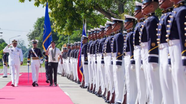 President Ferdinand Marcos Jr. attends the graduation ceremony of the “Magigiting na may Dangal at Simbolo ng Kawal ng Karagatan" or MADASIKLAN Class of 2023 of the Philippine Merchant Marine Academy. Photo from the Presidential Communications Office.