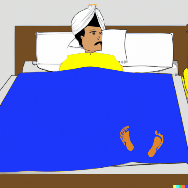 Caricature of an Indian man who is staying on bed for story: India police probe hotel conman for 603-night free stay