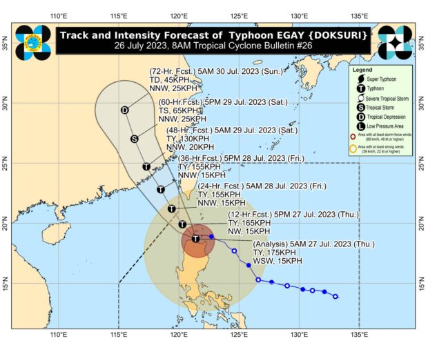 Typhoon Egay retains its power as it traverses the coastal waters of Aparri in Cagayan province