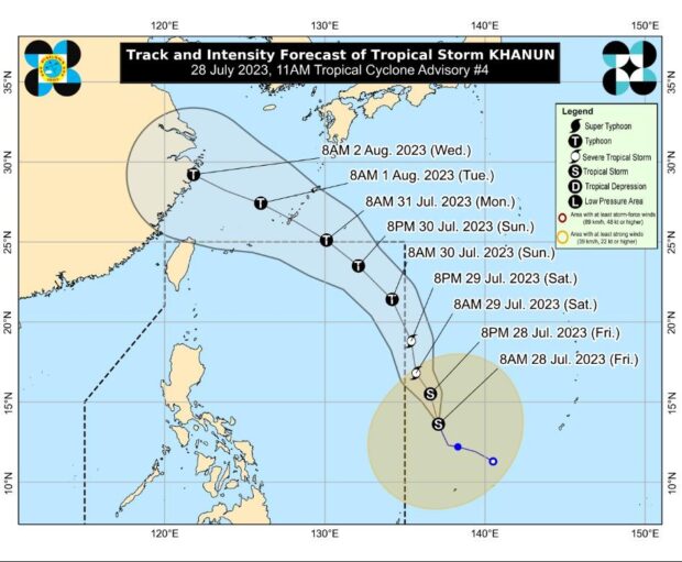 The tropical storm outside the Philippine area of responsibility (PAR) is keeping its strength as it accelerates north-northwestward, the state weather bureau reported on Friday.