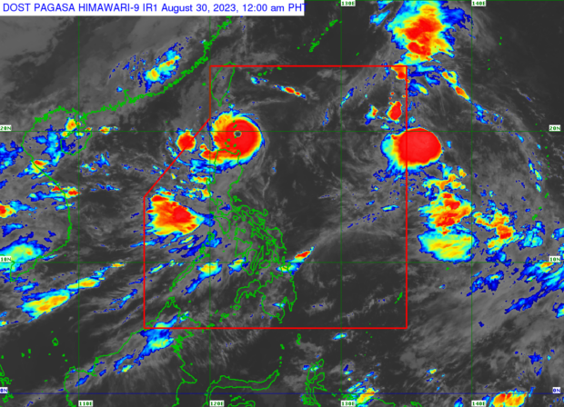PAGASA satellite weather map showing Supertyphoon Goring