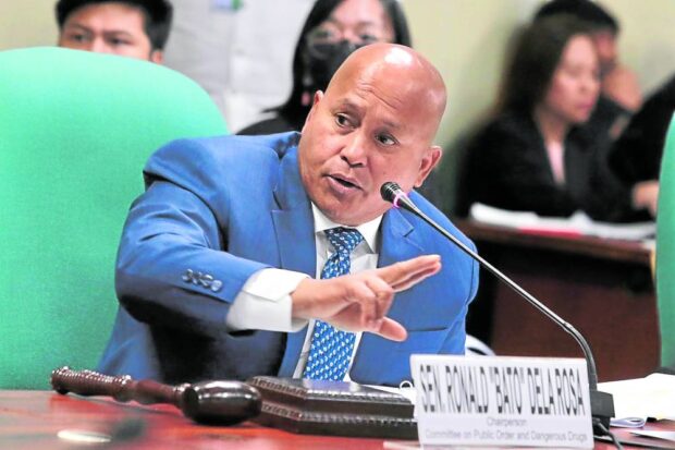 Sen. Ronald “Bato” Dela Rosa, during the resumption of the Committee on Public Order and Dangerous Drugs