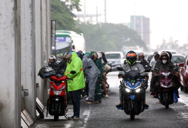 Starting Aug. 1, motorcycle riders caught taking shelter from the rain under a footbridge, flyover or a Metro Rail Transit station would be fined P1,000, the Metropolitan Manila Development Authority (MMDA) said on Tuesday.