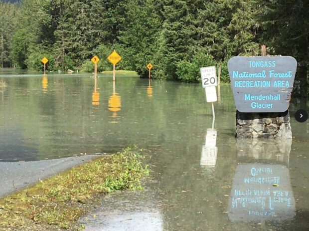 Record flooding along Alaska river near Juneau