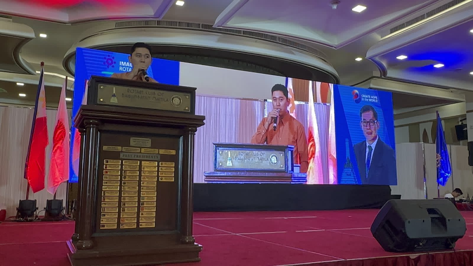 Philanthropist Alvin Teng gives opening remarks at Rotary Club Bagumbayan-Manila