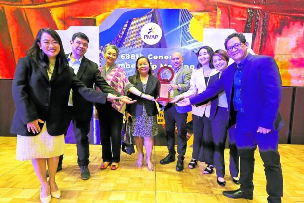 ONE MORE TIME Representing the Inquirer during the Aug. 30 awarding ceremony are (from left) marketing director Maria Rhodeza Paras, human resources director Jose Gil Pineda, daydesk chief Catherine Yamsuan, associate publisher Juliet Javellana, executive editor Volt Contreras, reporter Krixia Subingsubing, senior HR officer Christy Soliman and managing editor Robert Jaworski Abaño. —GRIG C. MONTEGRANDE