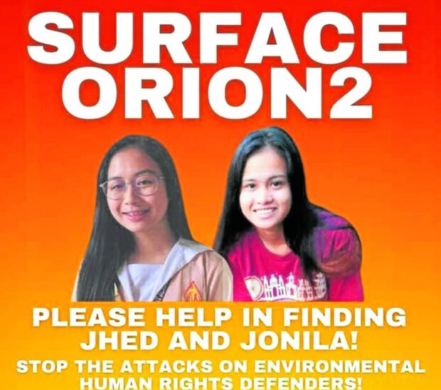 The human rights group Karapatan releases on Monday a poster seeking help to find activists Jhed Tamano and Jonila Castro who were involved in environmental campaigns before they were reportedly abducted in Orion, Bataan, on Sept. 2. —PHOTO COURTESY OF KARAPATAN-CENTRAL LUZON