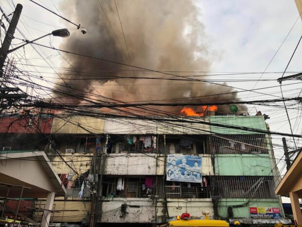 A residential fire broke out at Globo de Oro Street, Quiapo, Manila Wednesday morning. (Courtesy of Manila DRRM Office)