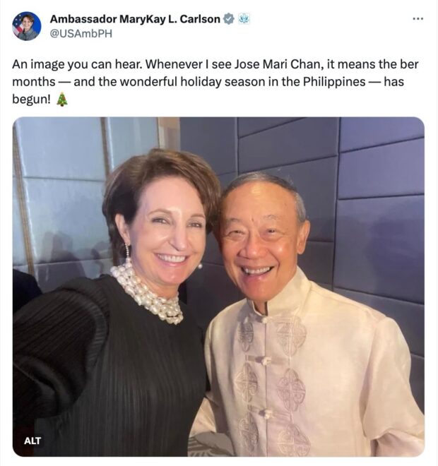 US ambassador MaryKay Carlson joins Jose Mari Chan in PH 's start of Christmas countdown