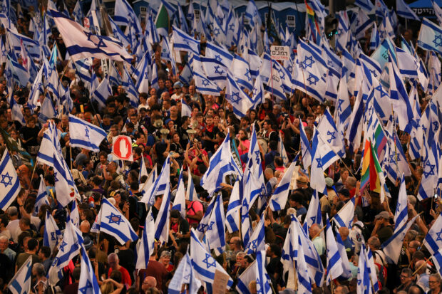 Demonstration against Israeli PM Benjamin Netanyahu and his nationalist coalition government's judicial overhaul, in Jerusalem