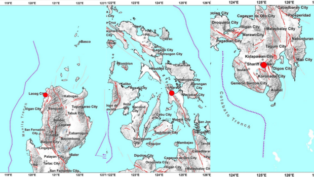 Three minor tectonic earthquakes hit the provinces of Ilocos Norte, Cotabato, and Leyte on Wednesday, September 27, 2023