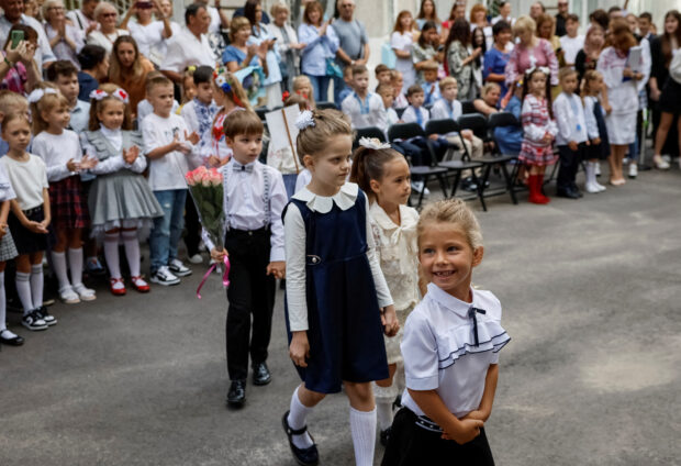 A ceremony to mark the start of the new school year in Kyiv