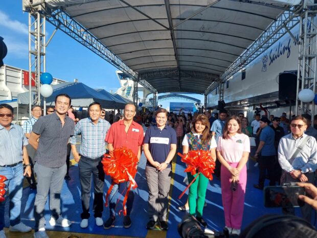 Vice President Sara Duterte (fourth from right) leads the inauguration of MV Lite Cat 2