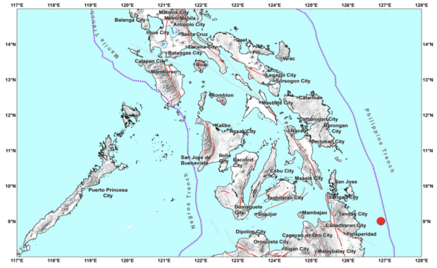 A magnitude 4.9 earthquake struck Surigao del Sur on the morning of  September 29, 2023. Photo from Phivolcs.