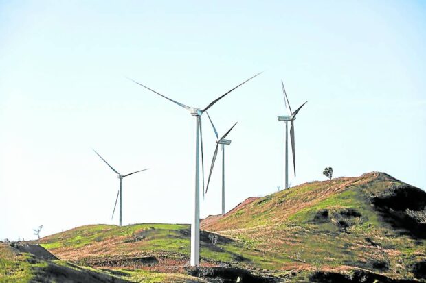 MORE POWER Wind turbines in Pililla, Rizal, have a capacity of54 megawatts. —REM ZAMORA